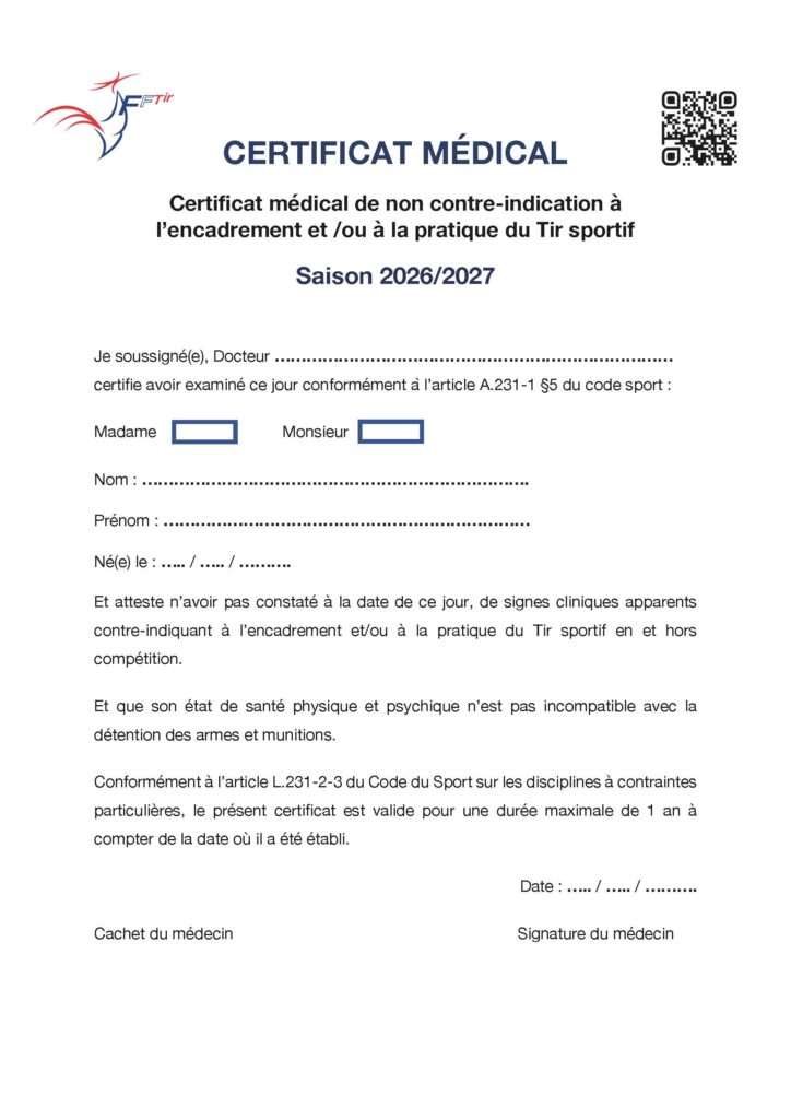 Certificat médical 2026_2027